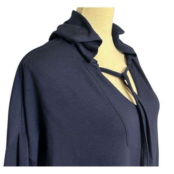 Soft Surroundings Hoodie Tie V Neck Blue Pullover Viscose Stretch Women's  PXL - Picture 3 of 8